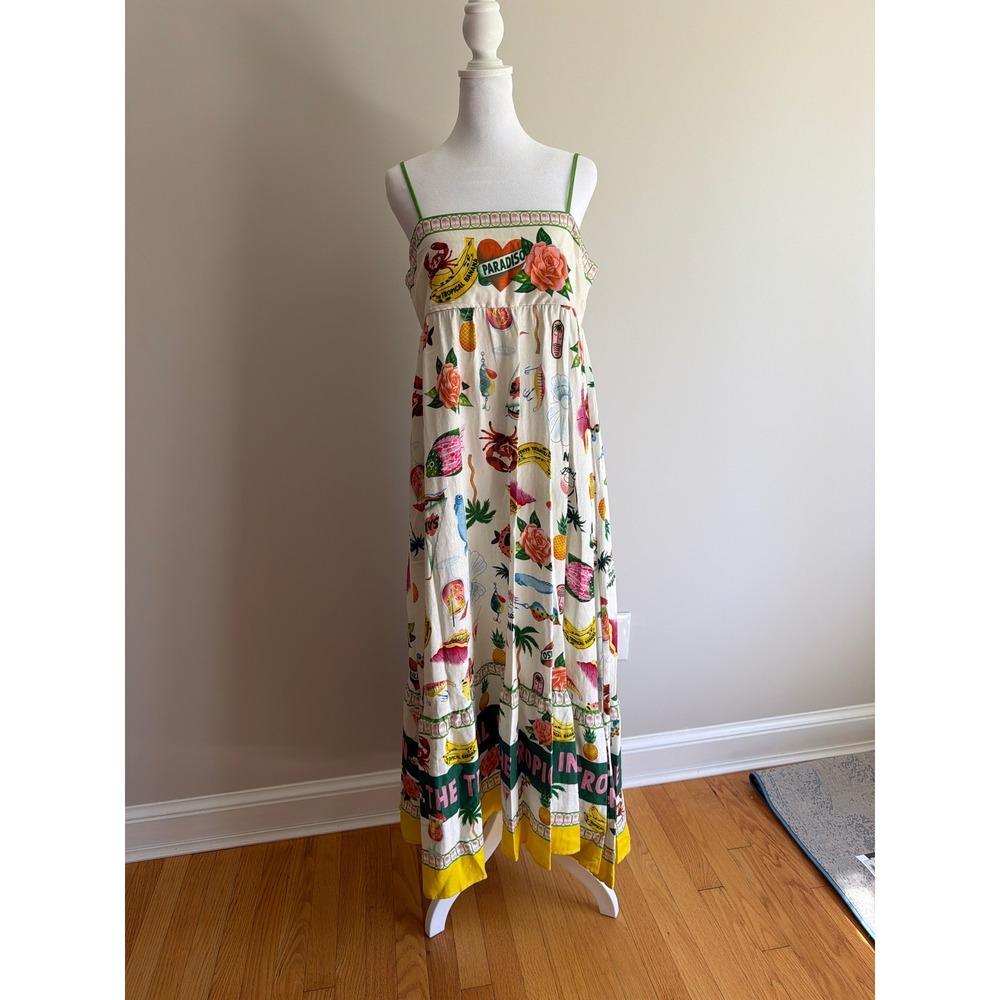 Rachel Zoe Tropical Inn Paradiso Maxi Dress Multi-Color Novelty Print  M